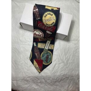 Coca Cola Tie Silk Necktie Coke Bottles Vintage USA Made Novelty Mens